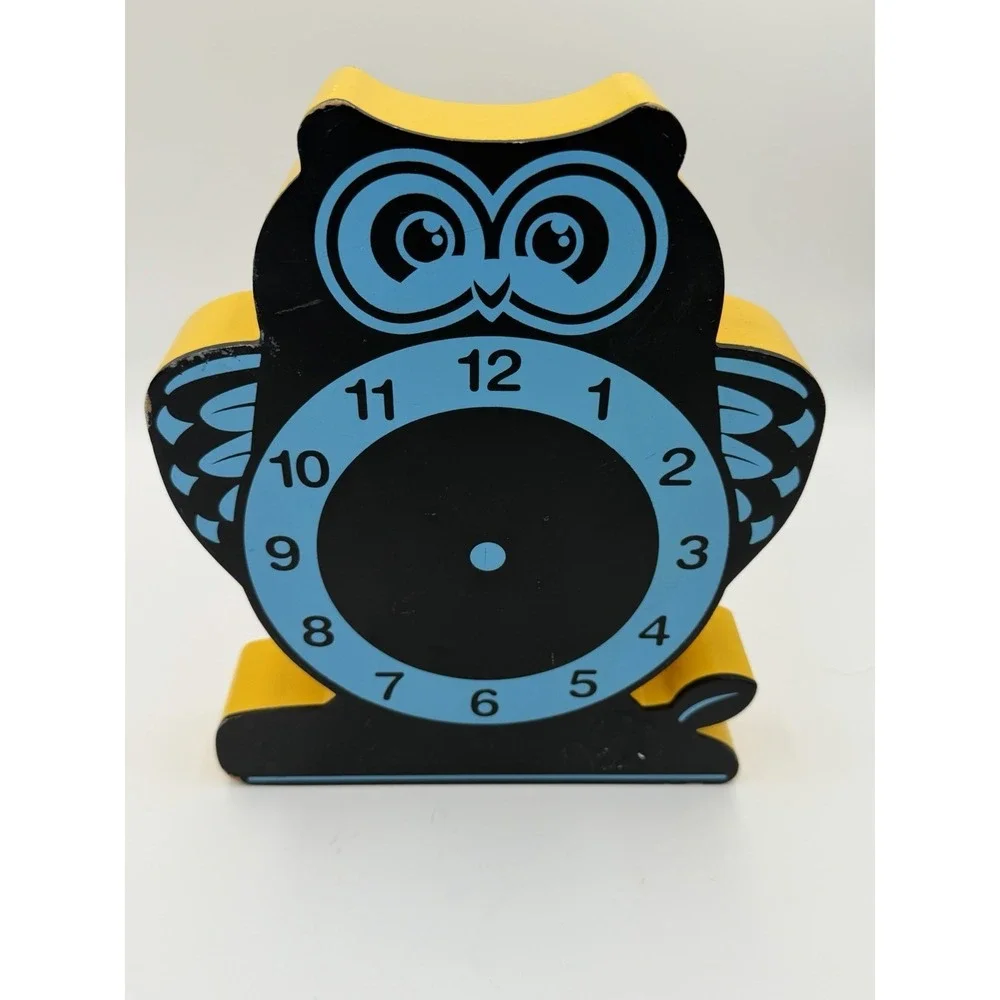Mindware Owl Clock Tell Time and Chalkboard Wood Toy Educational Learning Tool